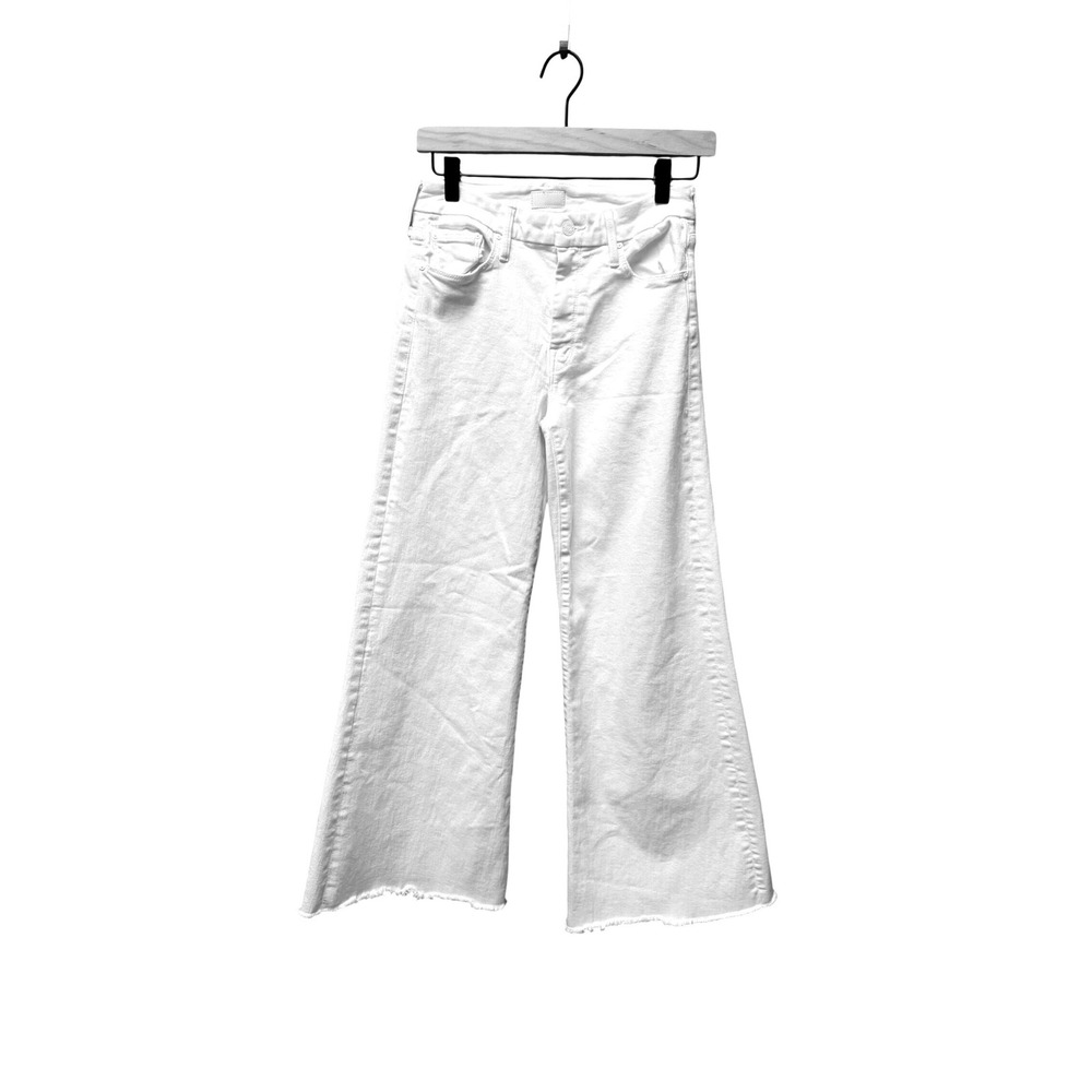 Mother The Roller Fray Fairest Of Them All White Wide Leg Jeans Size 27